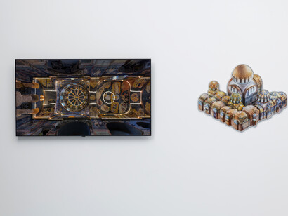 Erdal İnci, Chora, 2024, 4K, single-channel video loop & Chora Church aka Chora Mosque, 2024, Archival diasec print, aluminum frame, © Kayhan Kaygusuz, Turkey
