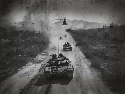 Tanques de guerra. Da paz à guerra. Esta época começou com a memória do horror da guerra, sobretudo das duas guerras mundiais e dos quase 80 milhões de mortos. Todas as instituições, convenções e tratados internacionais que então surgiram destinavam-se especificamente a evitar novas guerras 


