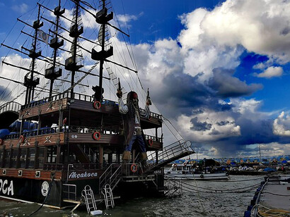 A boat on the Akçakoca beach, Düzce, Turkey