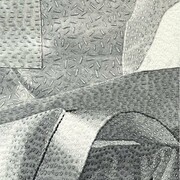 Luanne Rimel, Sheet Music (detail),
photograph printed on silk, hand-stitched with cotton embroidery thread,
14" x 14",
2024. Courtesy of the artist and Duane Reed Gallery