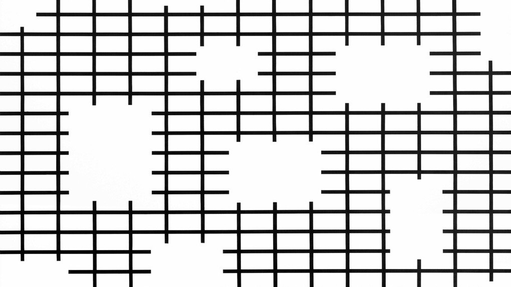 Esther Stocker, Untitled, 2014, painting, acrylic on canvas 140 x 160 cm. Copyright Meinrad Hofer, Courtesy Galerie Alberta Pane