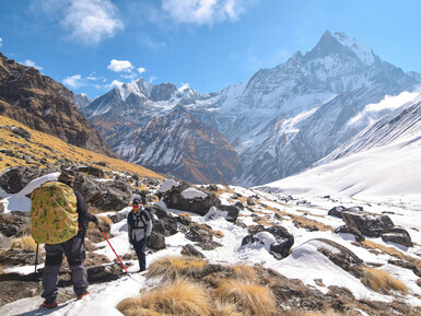 Nepal, is known for its high-altitude hiking routes and breathtaking snowy mountain scenery