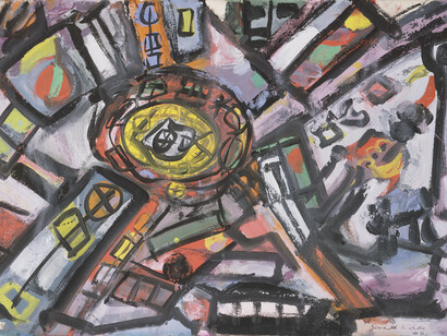 Gerald Wilde, Piccadilly Circus, Gouache on paper, 1946, 53.3 x 80.6 cm, Courtesy October Gallery, London