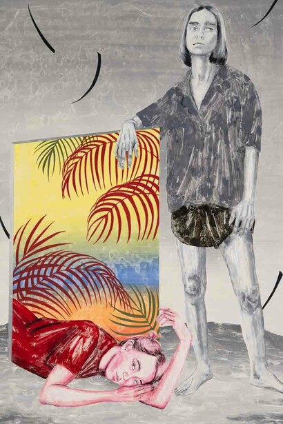 They had built their own worlds to house their fleeting emotions_210x153cm_Monotype, oil color and wax pastel on paper_2020
