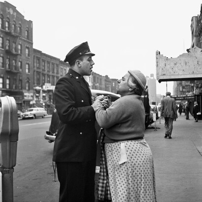 Vivian Maier, Armenian woman fighting on East 86th Street, September, 1956. New York, NY, © Vivian Maier/Maloof Collection, Courtesy Howard Greenberg Gallery, New York