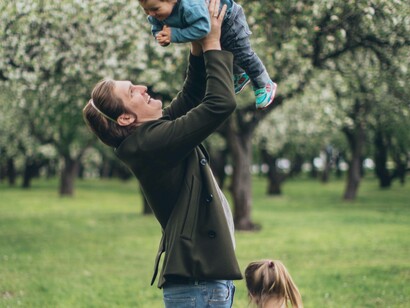 Father plays with his children