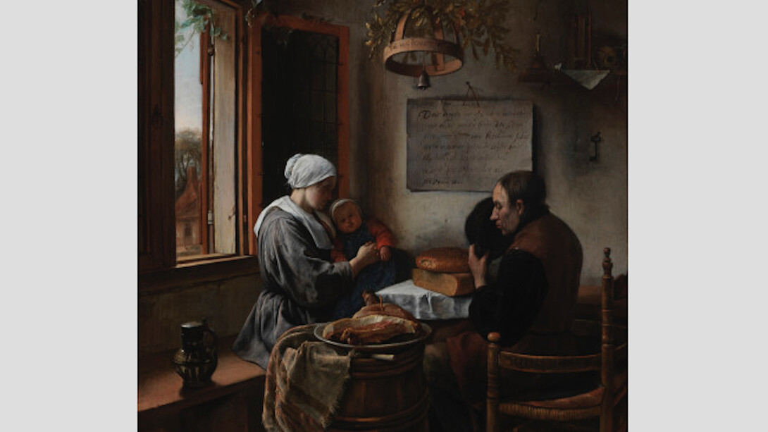 Jan Steen (1626-1679), Le Bénédicité , 1660, Huile sur panneau, 54,3x46cm © New York, The Leiden Gallery