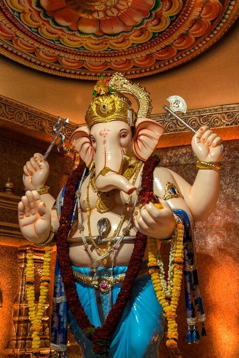 Celebrating Ganesh Chaturthi at a historic temple in Mumbai, Maharashtra, India