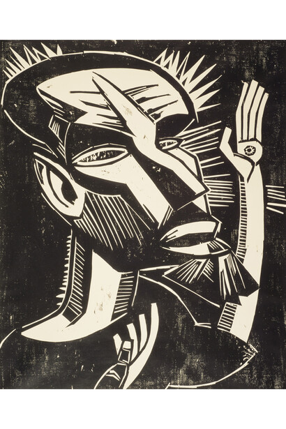 Karl Schmidt-Rottluff (1884 - 1976), St Francis, 1919
Print, woodcut on paper, 59.7 x 49.4 cm, Collection: Scottish National Gallery of Modern Art, purchased 1982