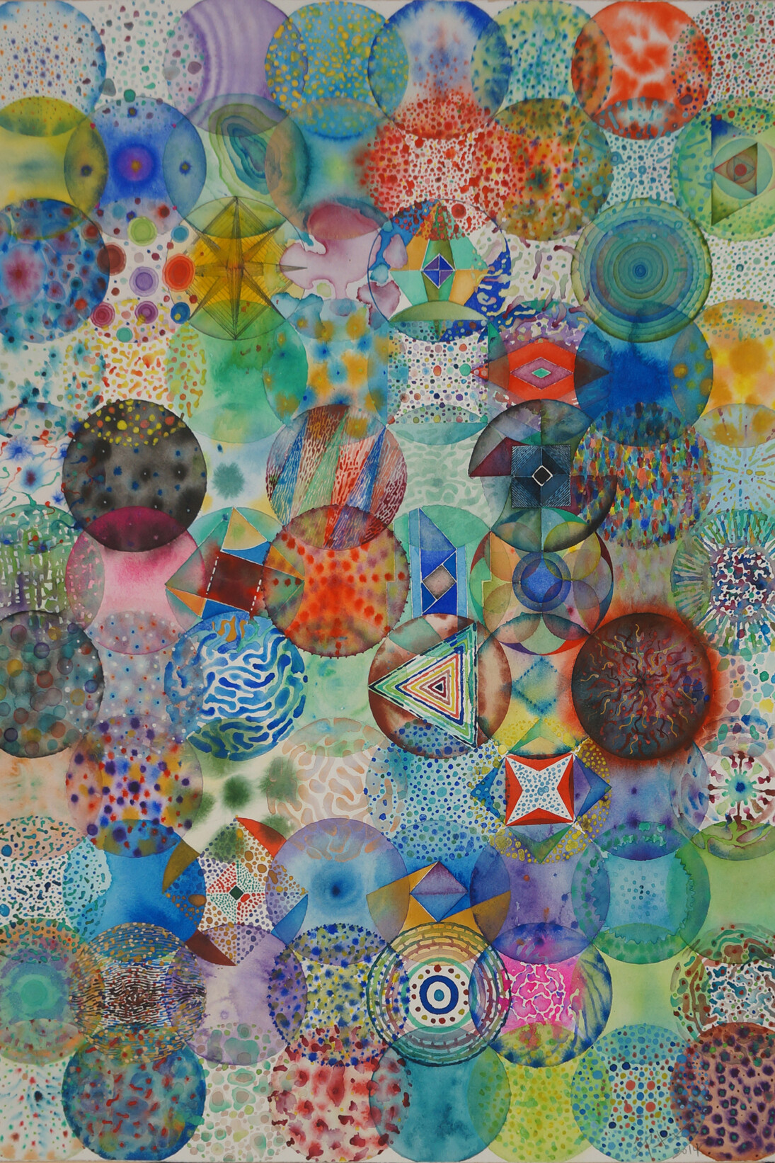 Wu Jian'an, 88 Color Balls (3), 2014, Watercolor on paper, 27 x 19 3/4 in (69 x 50 cm). Courtesy of the artist and Chambers Fine Art