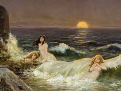Wilhelm Kotarbinski, Sirenas.
Calypso sabe que Odiseo, si bien corresponde a sus encantos y atenciones, no desea otra cosa que el regreso al hogar de su tierra