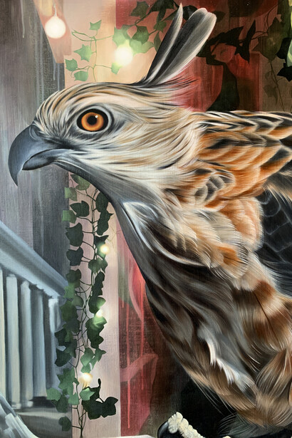 Josie Morway, The Bird in Your Heart 1 (Sidewalk Seating). Courtesy of Corey Helford Gallery