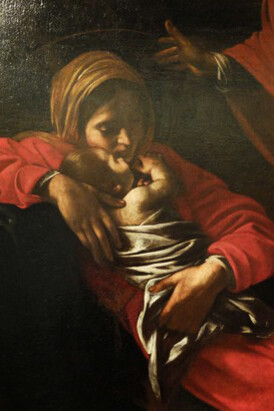 Michelangelo Merisi da Caravaggio, Die Anbetung der Hirten, Detail, Öl auf Leinwand, 1609, 314 x 211 cm, Museo di Regionale, Messina, Foto: © Mario Bogisch