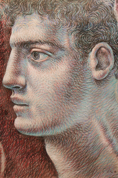 Ricardo Cinalli, Head, 1994, Pencil on tissue paper layers, 98 x 85 cm
