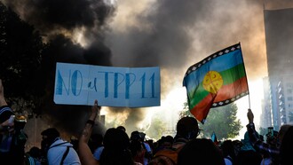 Protesta contra el TPP11 en Buenos Aires, Argentina, 2019