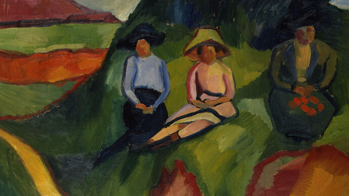 Hans Thuar, Drei Frauen im Grünen, 1912