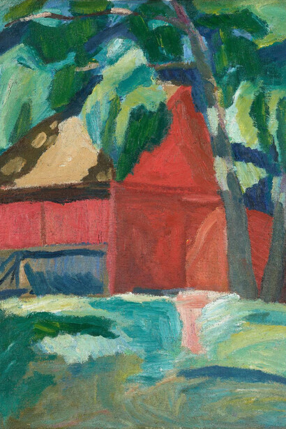 A.A. Morgunov, Landscape with a red house, 1910–1911. Courtesy of New Tretyakov Gallery