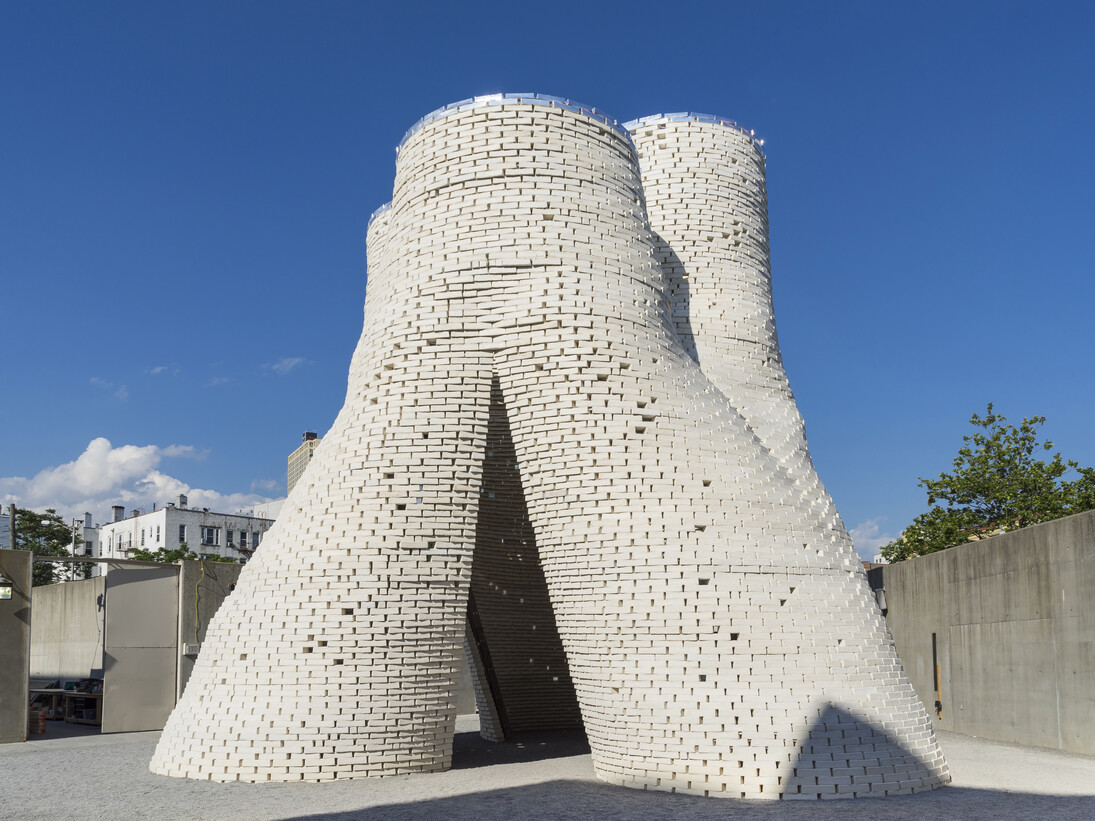 Installation view of The Living’s Hy-Fi, the winning project of The Museum of Modern Art and MoMA PS1’s 2014 Young Architects Program. June 27-September 7, 2014. Photograph by Kris Graves.