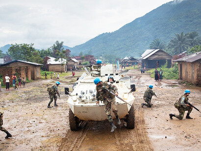 UN blue helmets in Peacekeeping mission