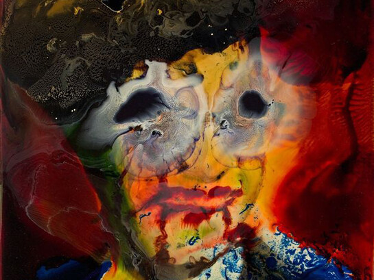 Keith Tyson, Unnatural Portrait, dettaglio, 2015, Mixed media on aluminium, 57.8 x 47.8 cm