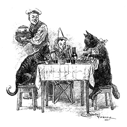 Le avventure di Pinocchio. A pranzo con il Gatto e la Volpe