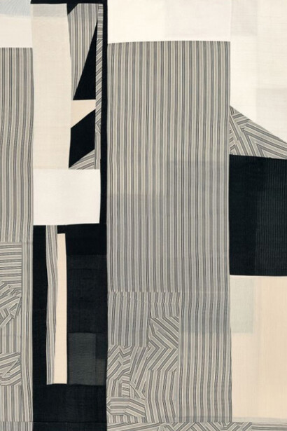 Debra Smith, Vein of Clarity #1 (detail), 2014, Pieced vintage silk, 36 x 40 in. Framed