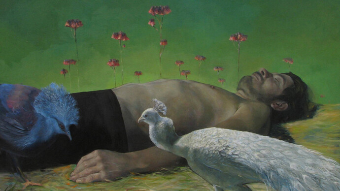 Lula Mari, Cuerpo de hombre, 2009. Óleo sobre tela, 80 cm x 80 cm