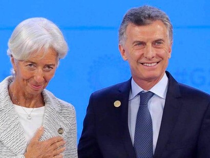Christine Lagarde, directora del FMI, con el presidente argentino