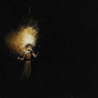 Carol Mothner, Zozobra, Oil on panel, 12 x 12 in. Courtesy LewAllen Galleries