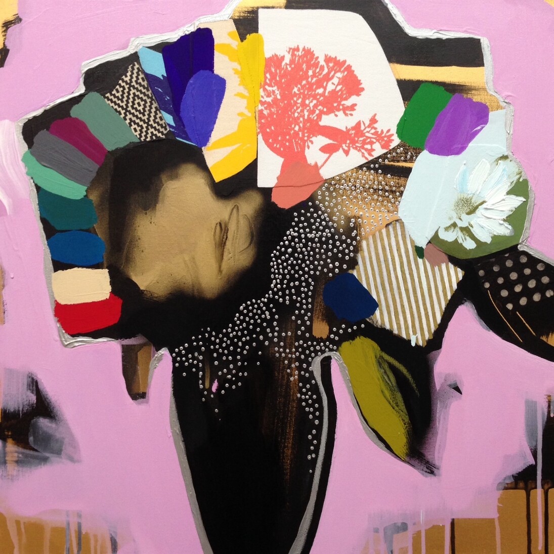 Emily FillerVase of Flowers (pale pink), 2016mixed media on canvas61 x 61 cm, 24 x 24 in. Courtesy of Rebecca Hossack