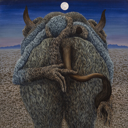 Drew Dodge, The heat of the moon kissed my cheeks, oil on canvas, 32 x 32 inches (81.3 x 81.3 cm). Courtesy of Steve Turner