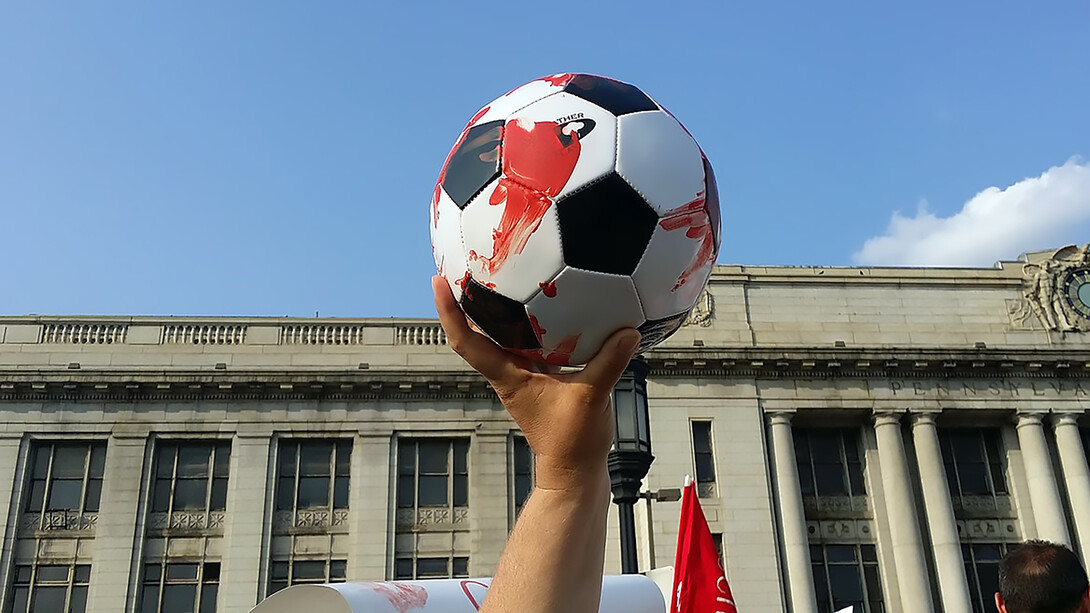 A protest for Palestinians in Gaza. The rally began at Penn Station where Pro-Israel protestors where present and ended with a march through parts of Baltimore on Northern Avenue
