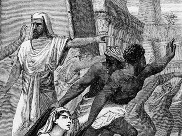 «Muerte de la filósofa Hipatia en Alejandría». Grabado aparecido originalmente en la revista Le Voleur Illustre (diciembre de 1865) y popularizado en la obra Vies des savants illustres de Louis Figuier (1866)