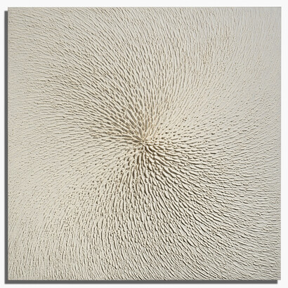 Martin Kline, Leda (Revisited), 2023, Encaustic on panel, 60 x 60 x 3 3/4 inches. Courtesy Heather Gaudio Fine Art