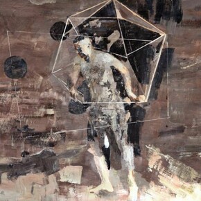 Bogdan Vladuta, Polyhedron Man, 2013, oil on canvas, 66 x 80.3 in (168 x 204 cm)