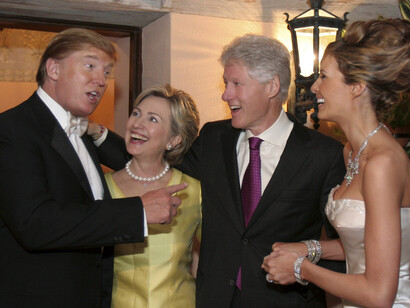 Donald Trump and his wife Melania, Hilary and Bill Clinton