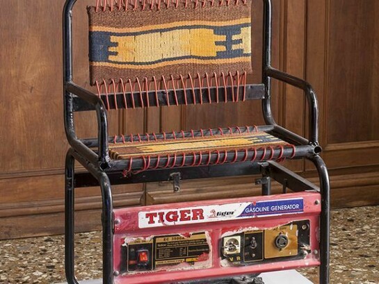 Akeel Khreef , 2012, woollen rug on metal generator frame, 90 x 60 x 40 cm, courtesy of the artist and RUYA Foundation