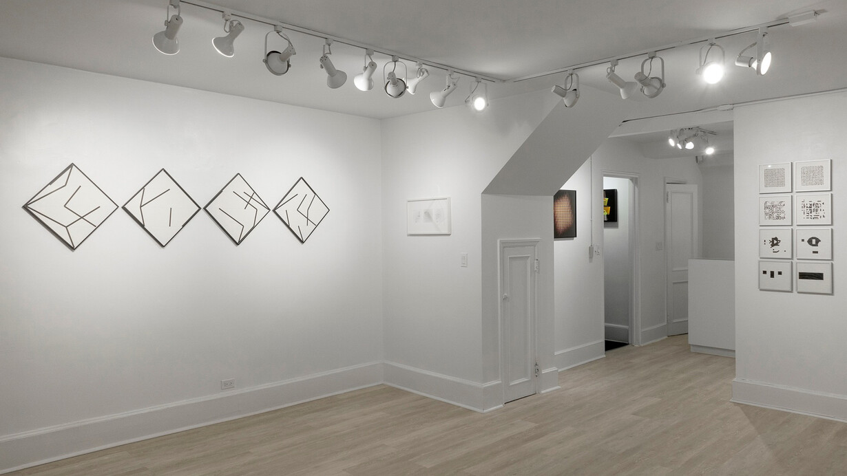 Gottfried Jager and Manfred Mohr, Generative aesthetics, exhibition view. Courtesy of Sous Les Etoiles Gallery
