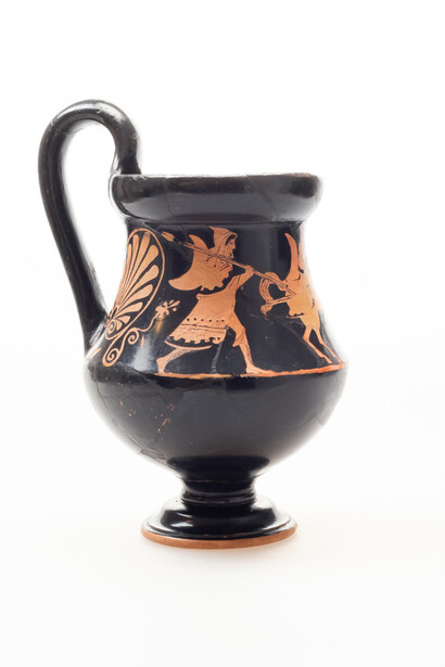 Jug with Thracian Warriors, made in Athens, Greece, about 425 BCE. Courtesy of J. Paul Getty Museum