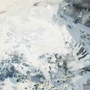 Amélie Ducommun, Sensitive Water Mapping #42, Mixed media on canvas, 90 x 90 cm. Courtesy of Gallery Elena Shchukina