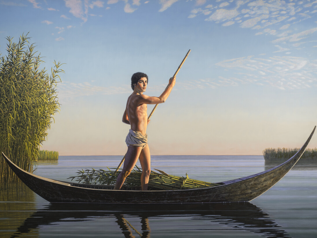 David Ligare, The Cane Gatherer (Qanu), 2010-14, Oil on canvas, 60 x 90 in.
