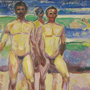 Edvard Munch, Uomini che fanno il bagno, 1913–1. Cortesia di Palazzo Bonaparte