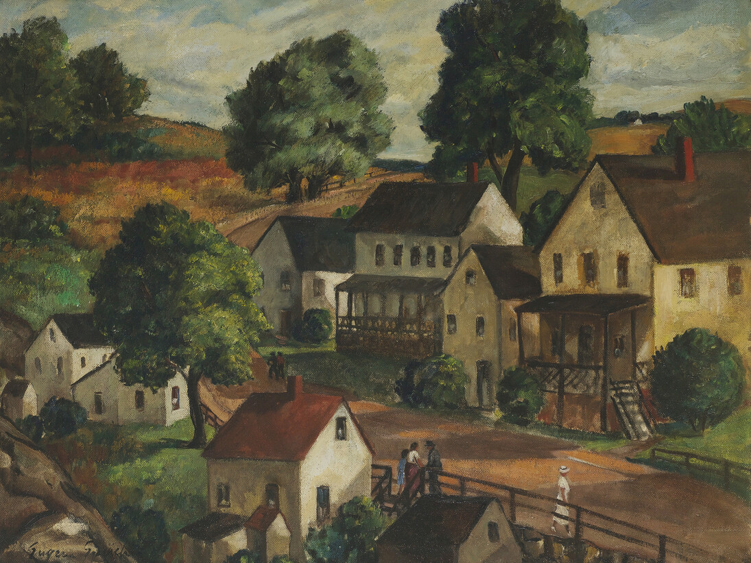 Eugene Speicher, Kingston, New York, 1935, Oil on canvas mounted on masonite, 28 X 35 3/4 in. Collection of Neil Scherer
