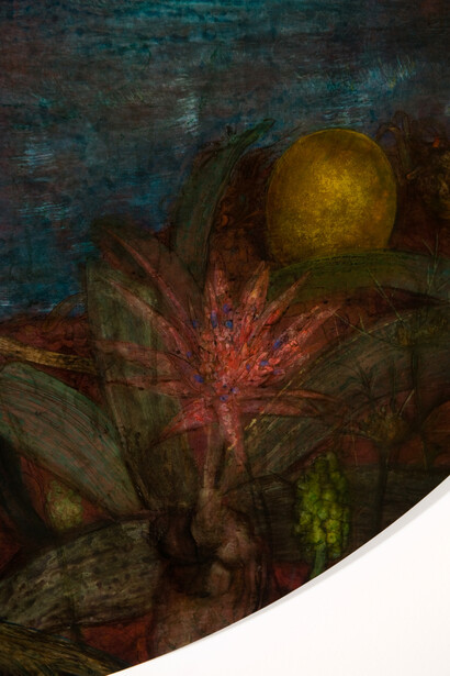 Nick Fox, Renaissance (detail), 2012, acrylic and ink on aluminium panel, 120 cm diameter
