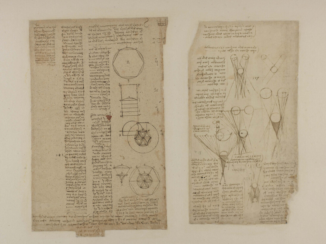 Ombre e lumi,  f. 625 a-r, Studi su ombra e lume (SB), penna e inchiostro su carta, 150 x 258 mm, antica numerazione 119, C.A. f 625 a r (ex 229 r-b), circa 1506-8
