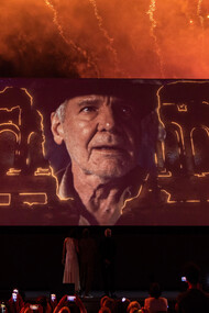 Taormina, Sicilia, Italia. La pellicola "Indiana Jones e il quadrante del destino" è stata presentata in anteprima italiana alla 69esima edizione del Taormina Film Fest (dal 23 giugno al 1 luglio)