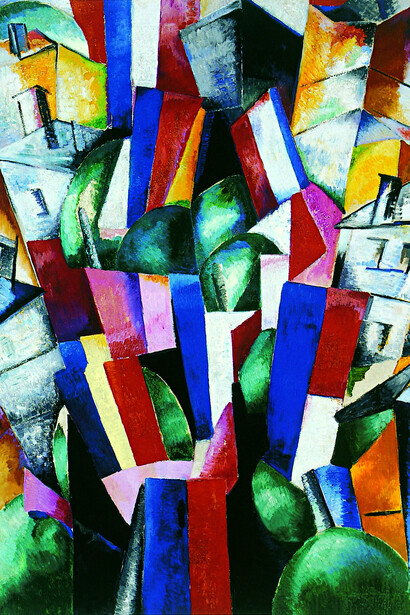 Alexandra Exter, Stadt, 1913. Öl auf Leinwand, 88,5 x 70,5 cm. Nationale Gemäldegalerie, Wologda