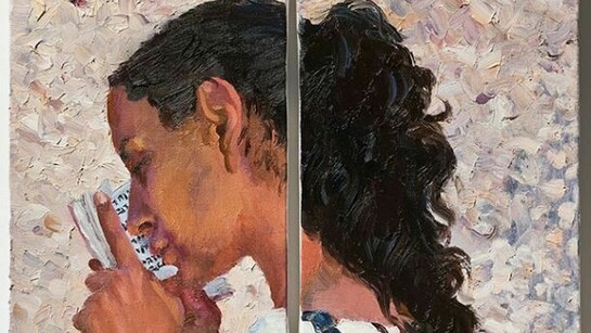 Liu Xiaodong, In Between Israel and Palestine 1, 12” by 16” (2), oil/canvas, 2013