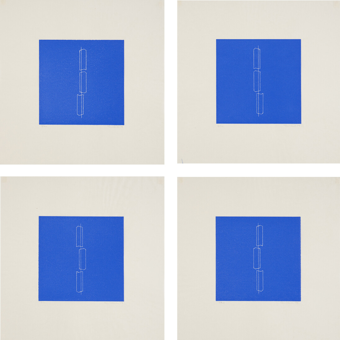 Fred Sandback, Untitled, The complete portfolio of eight linocuts printed in colour, 1979. Courtesy Fred Sandback Archive