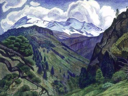 Dr. Atl (Gerardo Murillo), Paisaje con el Iztaccíhuatl, 1932 (detalle)